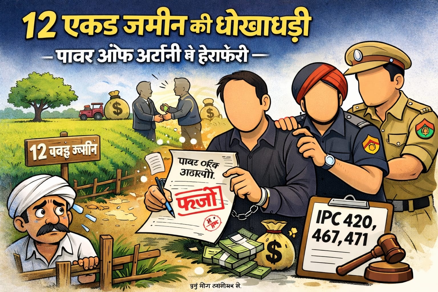 12 एकड़ जमीन की धोखाधड़ी, पावर ऑफ अटॉर्नी से छेड़छाड़ करने वाले पर केस दर्ज