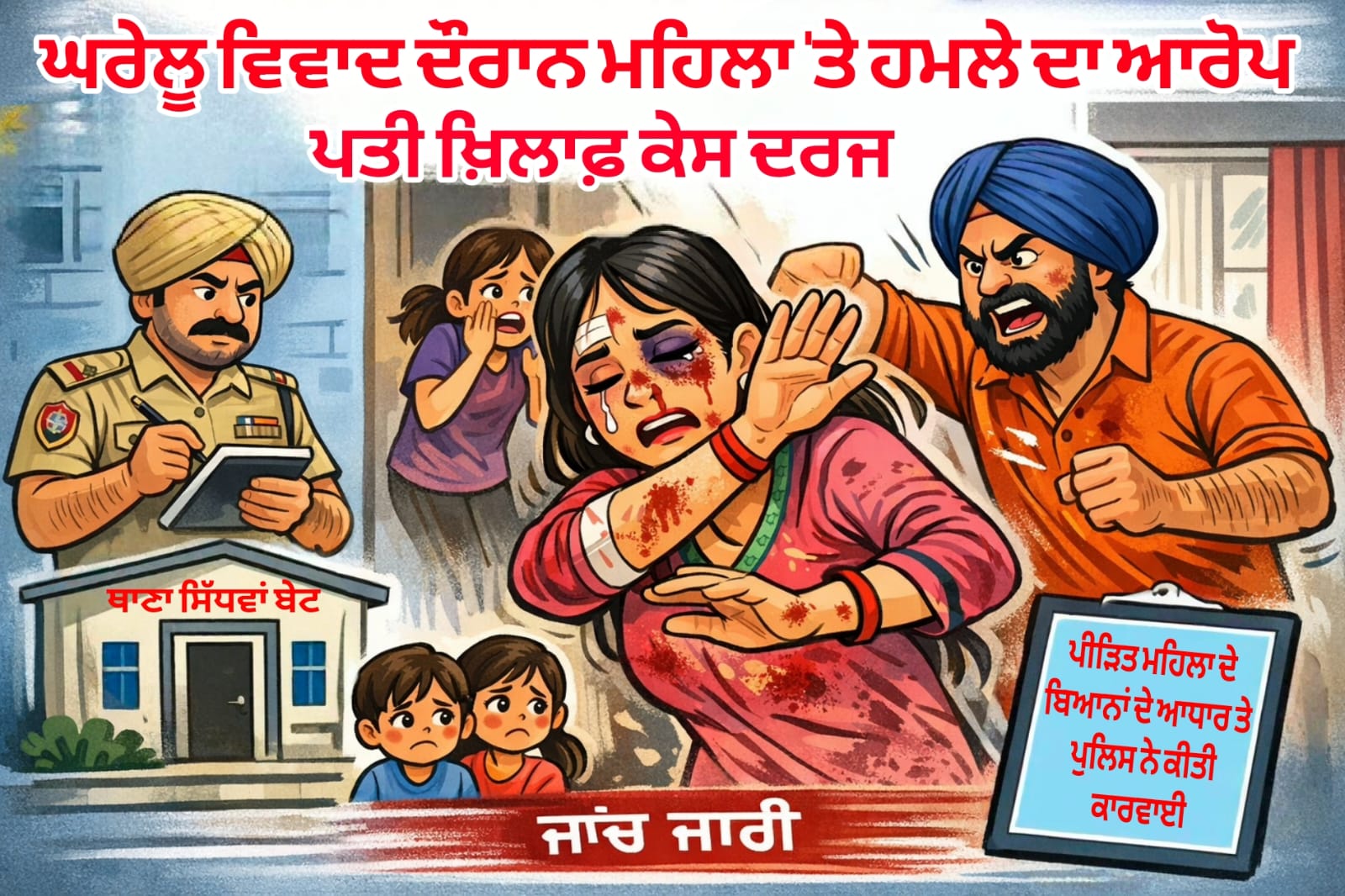 ਘਰੇਲੂ ਵਿਵਾਦ ਦੌਰਾਨ ਮਹਿਲਾ 'ਤੇ ਹਮਲੇ ਦਾ ਆਰੋਪ, ਪਤੀ ਖ਼ਿਲਾਫ਼ ਕੇਸ ਦਰਜ